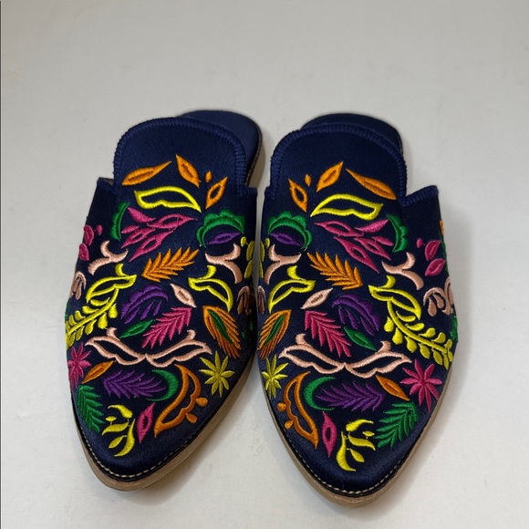 Floral Embroidered Mules - Navy Multicolor - Picture 4 of 8